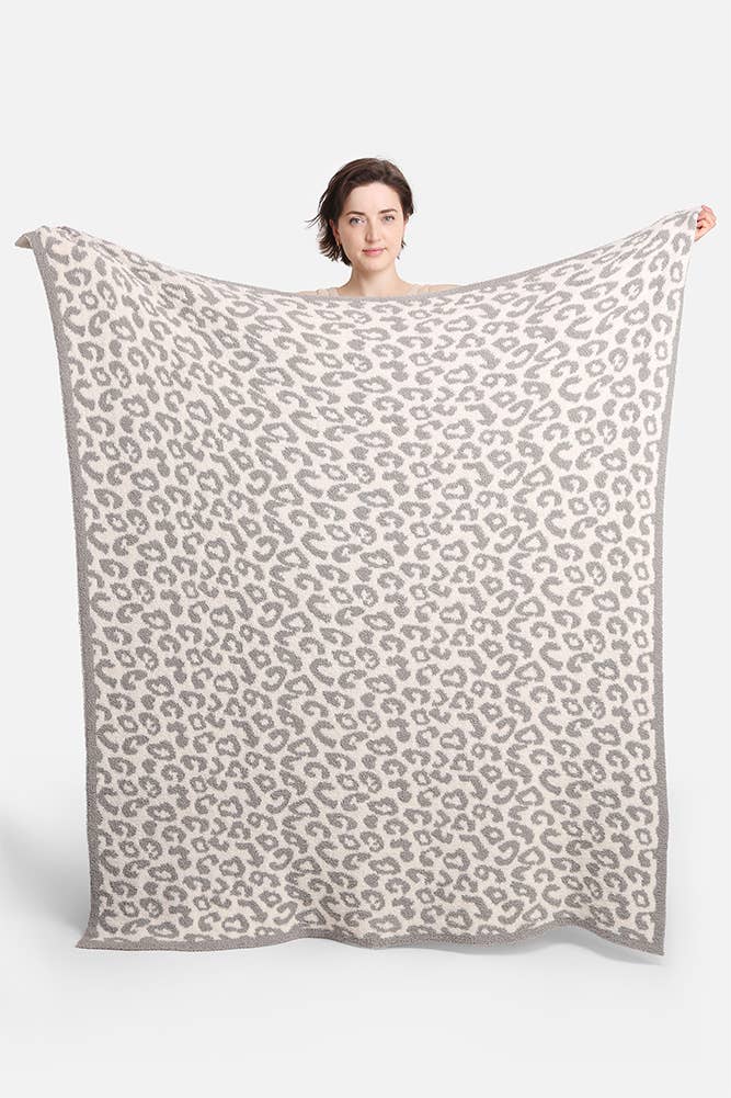 Luxury Soft Grey Leopard Blanket