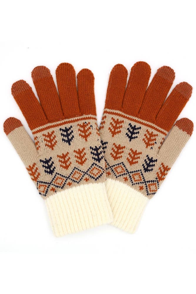 Aztec Pattern Knit Gloves