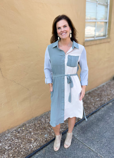 Funkytown Slate Grey Colorblock Maxi Dress FINAL SALE