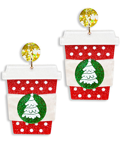 Christmas Latte Cup Earrings