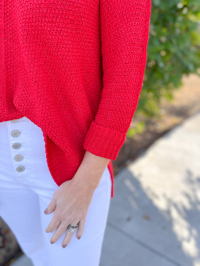 One More Try Red Knit Sweater