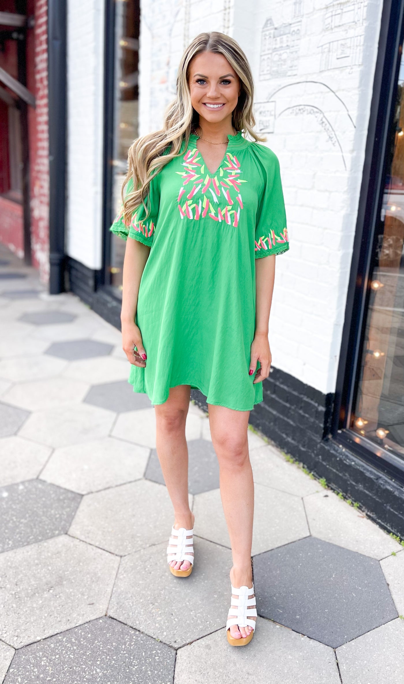 Come Back To Me Embroidered Shift Dress