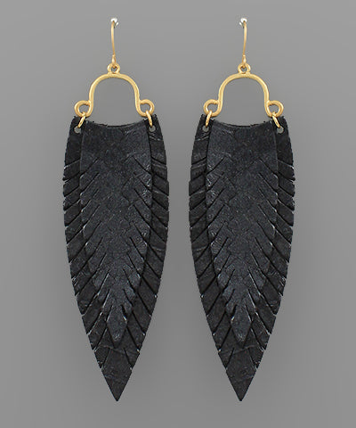 Layer Feather Leather Earrings