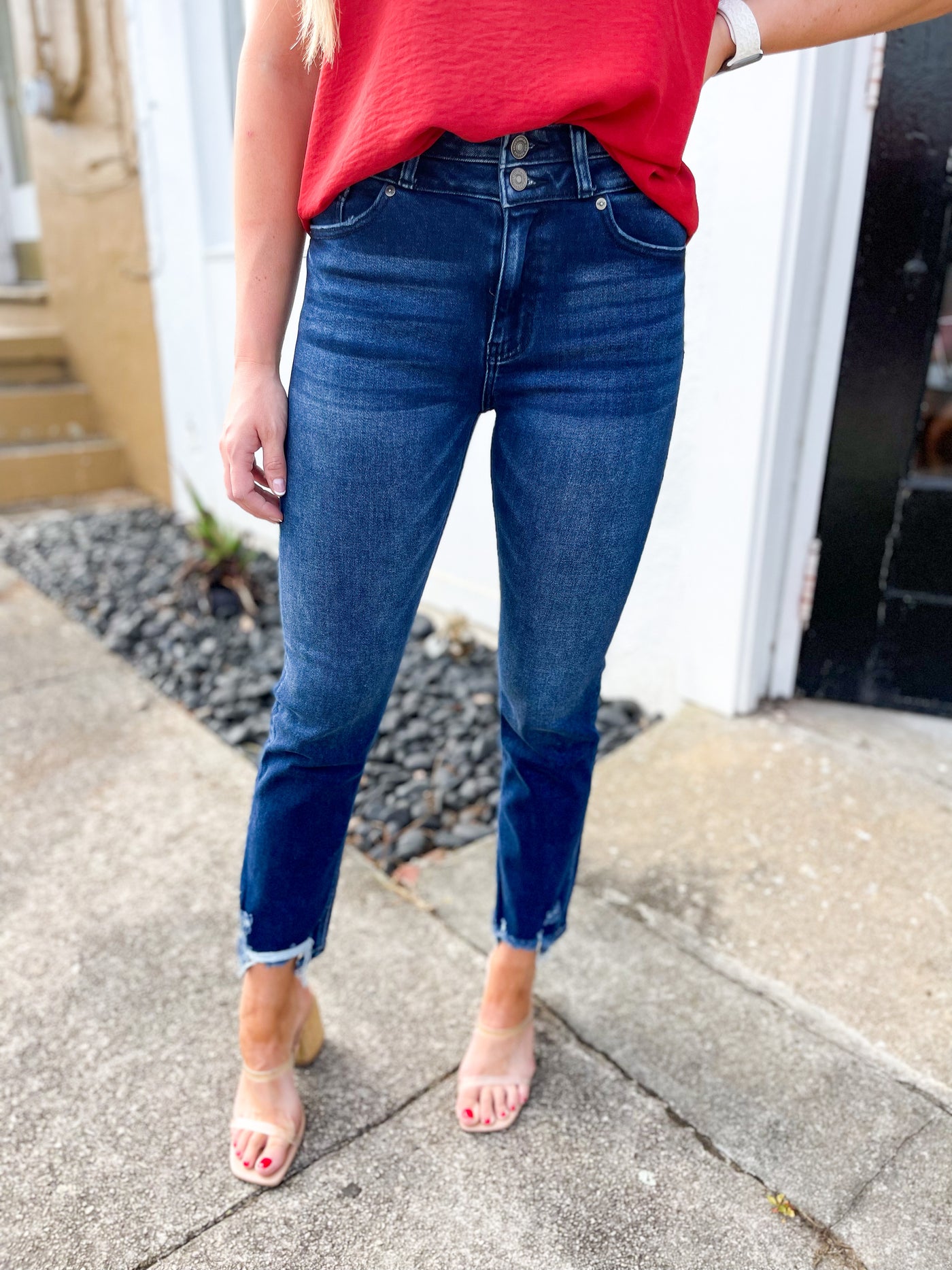 Juniper Dark High Rise Straight Jeans