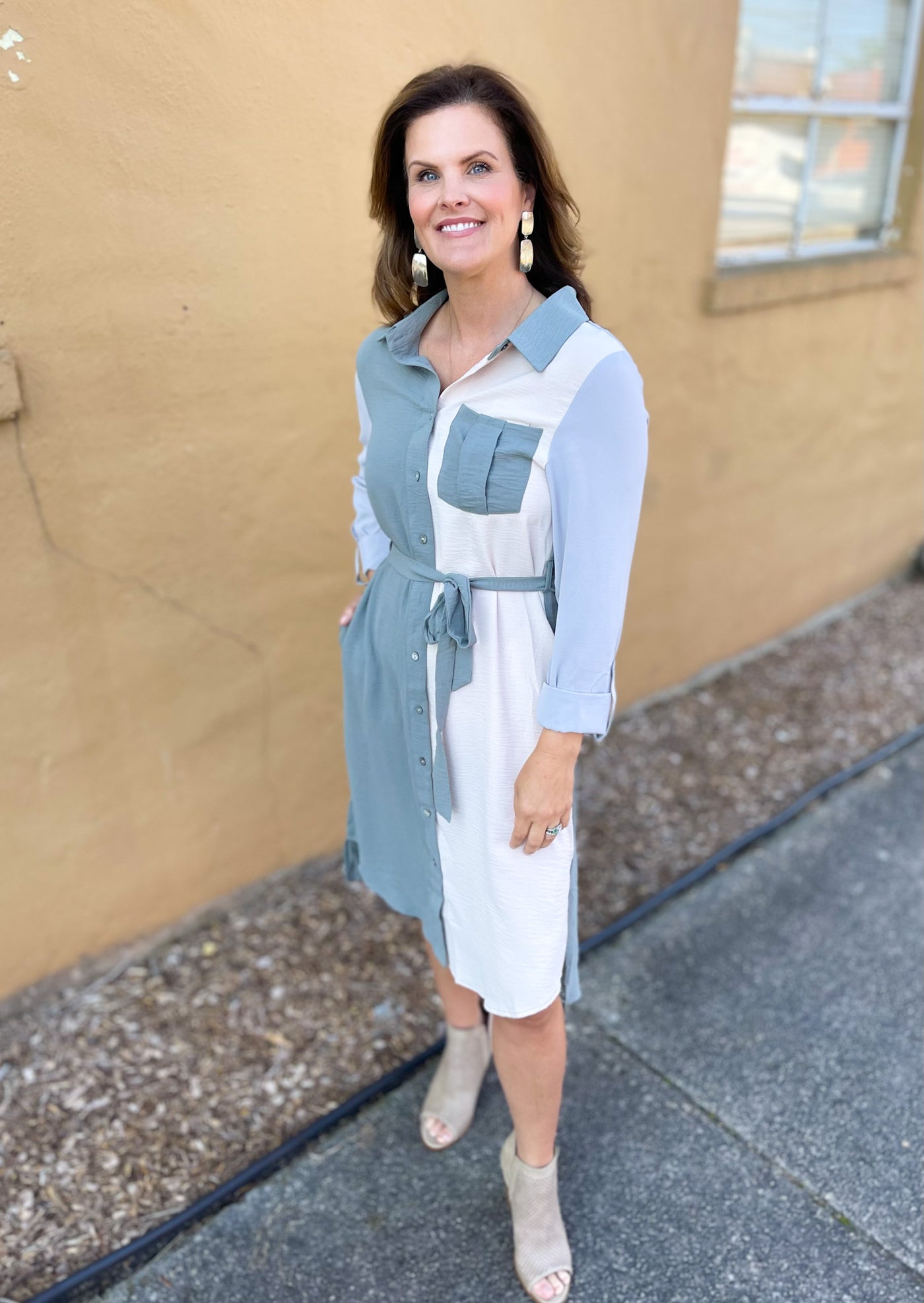 Funkytown Slate Grey Colorblock Maxi Dress FINAL SALE