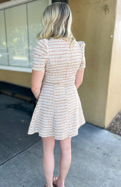 Victory Camel Tweed Shift Dress