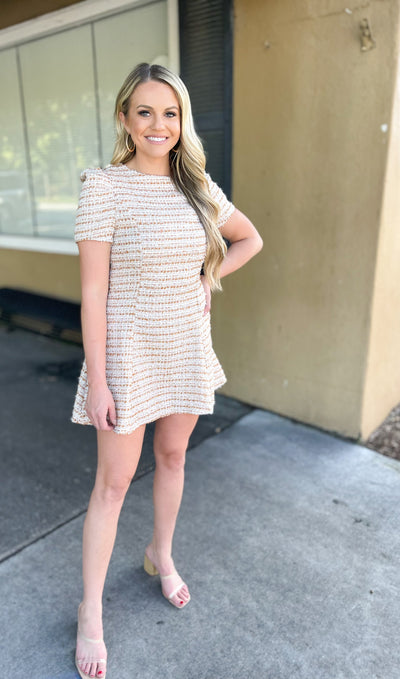 Victory Camel Tweed Shift Dress