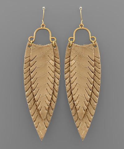Layer Feather Leather Earrings