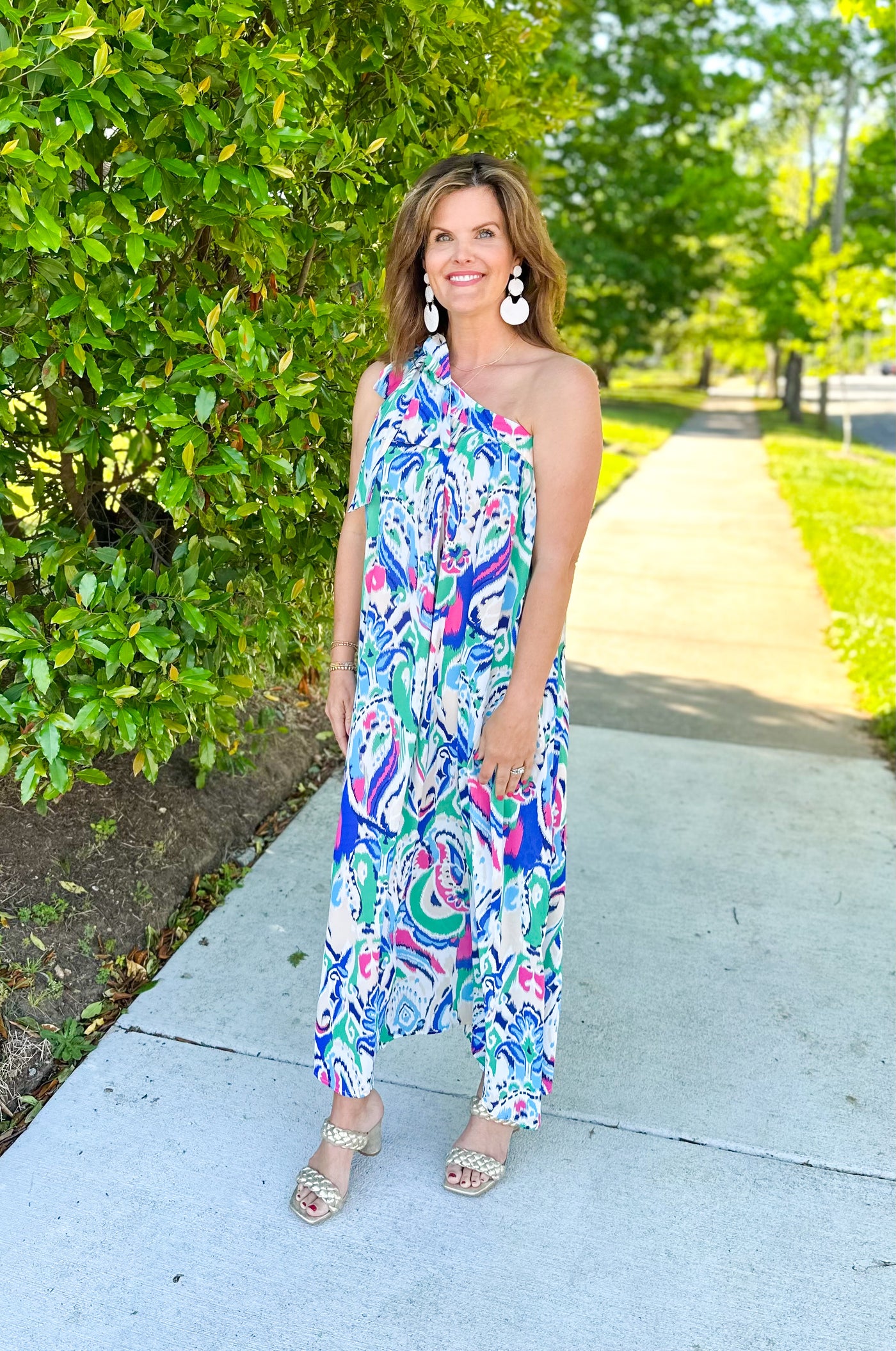Something to Talk About Multicolor One Shoulder Maxi Dress