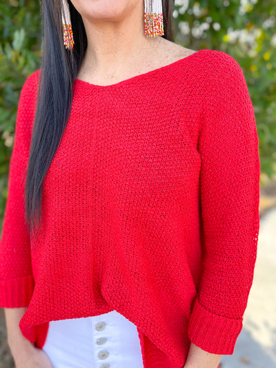 One More Try Red Knit Sweater