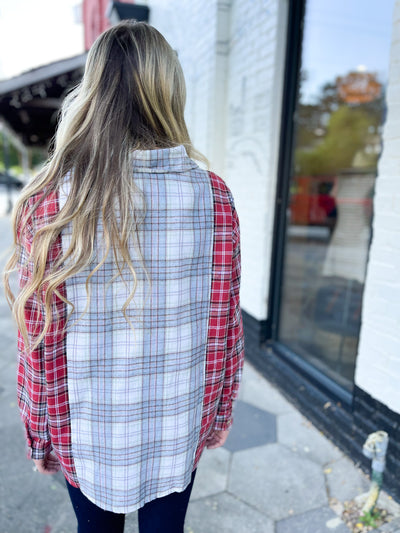 Got My Mind Set On You Mixed Plaid Button Down Shirt