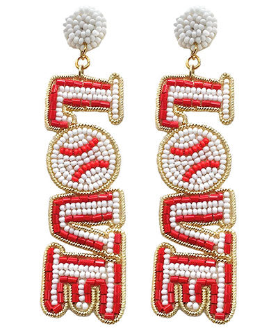 Beaded Love Baseball Earrings