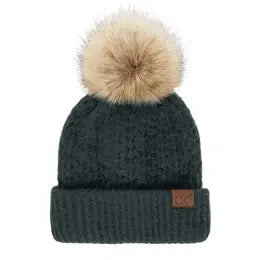 C.C Smocking Stitch Pattern Pom Beanie